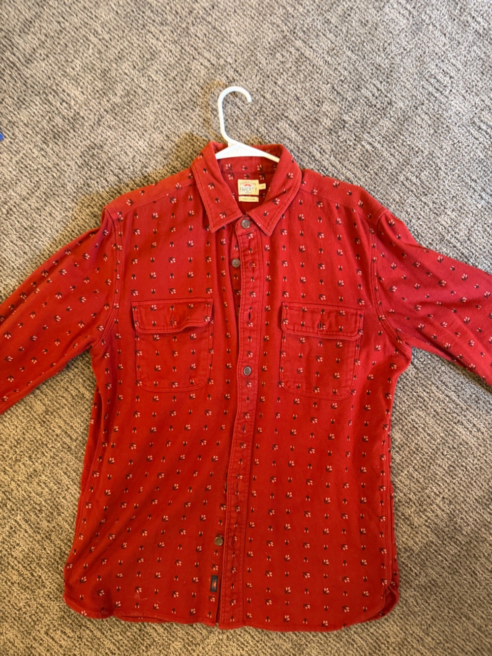 Faherty Red Button-Down Shirt with Subtle Micro Print